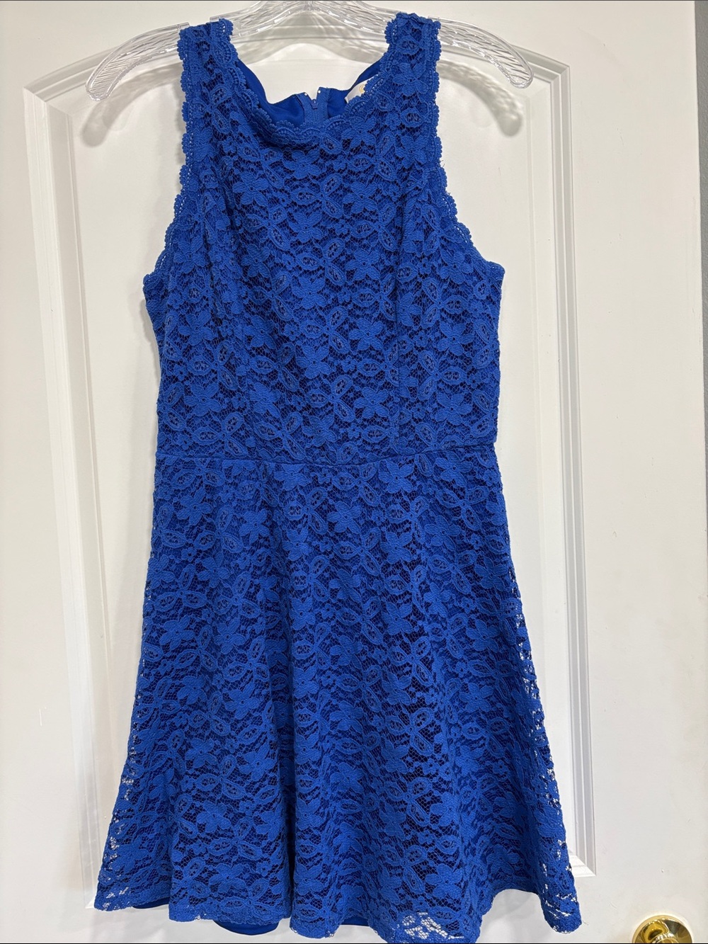 C Royal Blue Lace Fit-and-Flare Dress
